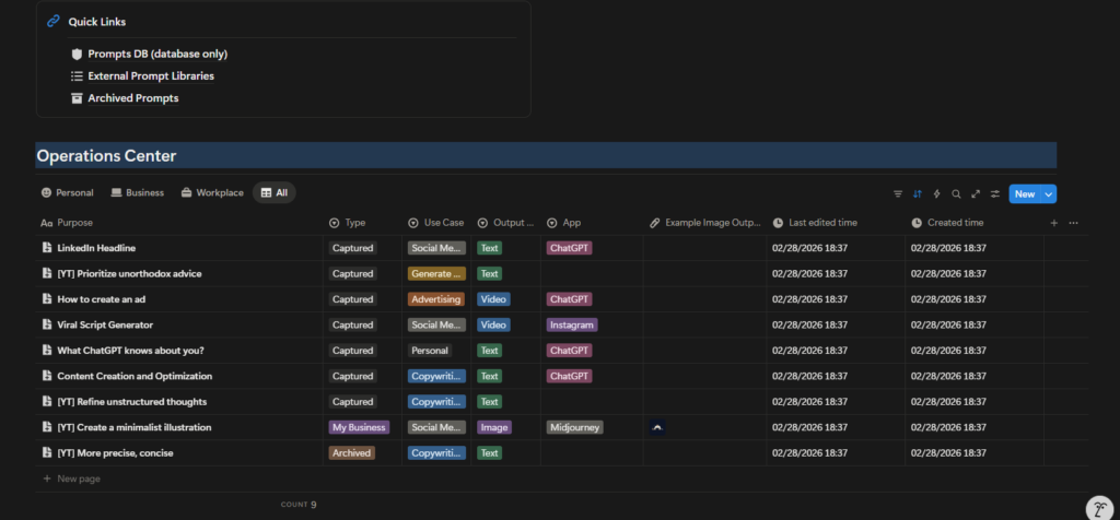 Notion Prompt Database